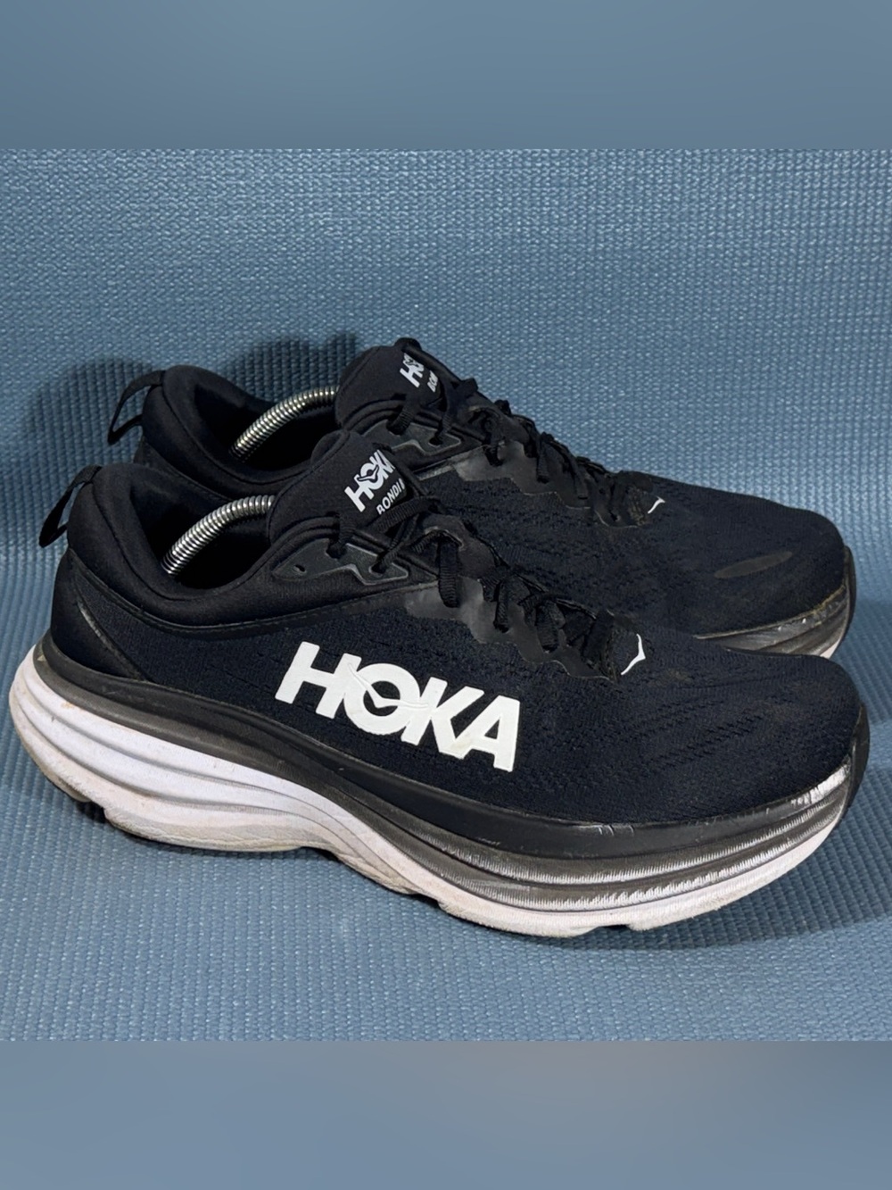 Hoka One One Bondi 8 Men's Running Trainers Shoes Black Size 11.5 4E